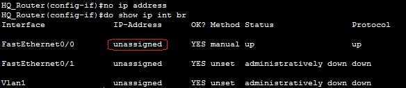 no ip address command