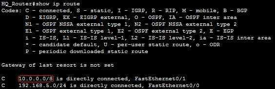 Verify the IP routing table