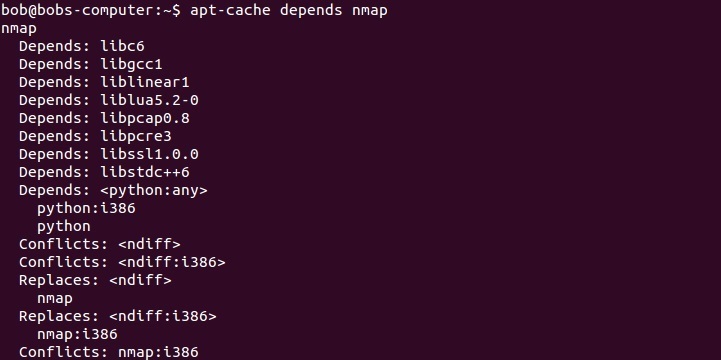 linux apt-cache depends