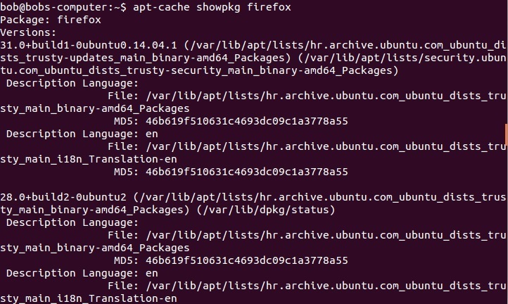 linux apt-cache showpkg
