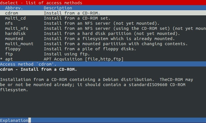 linux dselect access method