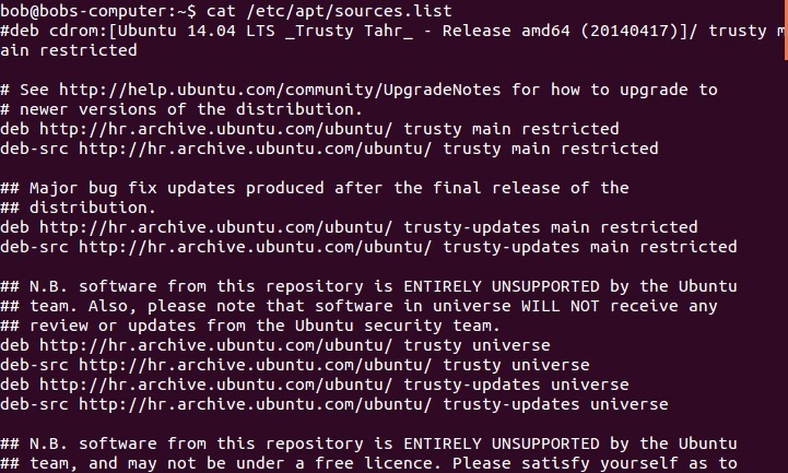 linux /etc/apt/sources.list datei