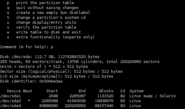 linux fdisk partitionstabelle anzeigen