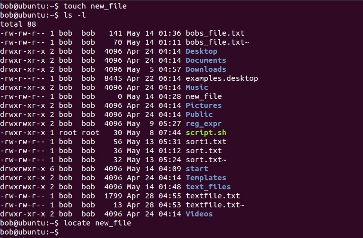 linux locate neue datei