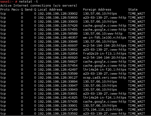 linux netstat befehl tcp verbindungen