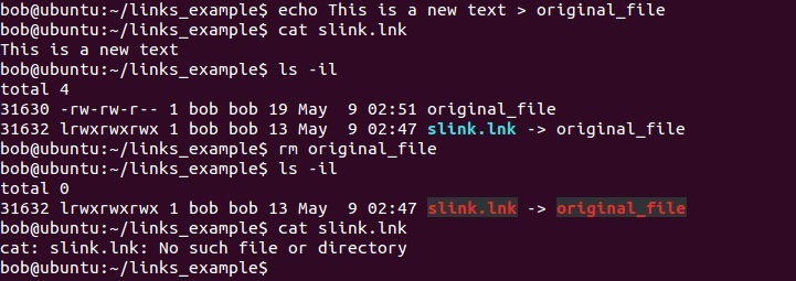 linux symbolischer link datei löschen