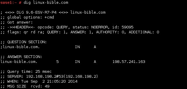 how to find dns server name from ip address in linux