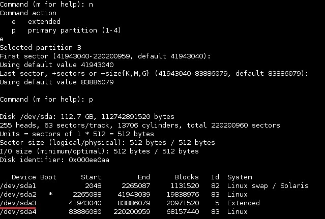 Linux форматирование диска fdisk