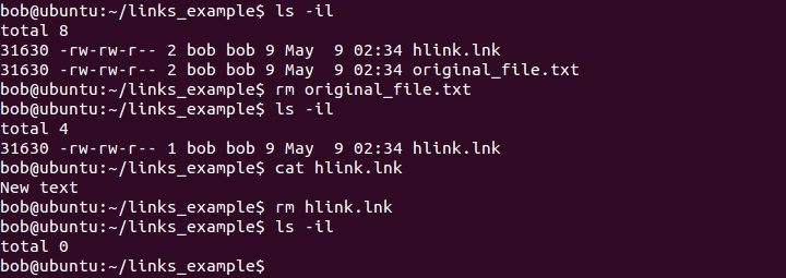 linux deleting hard links