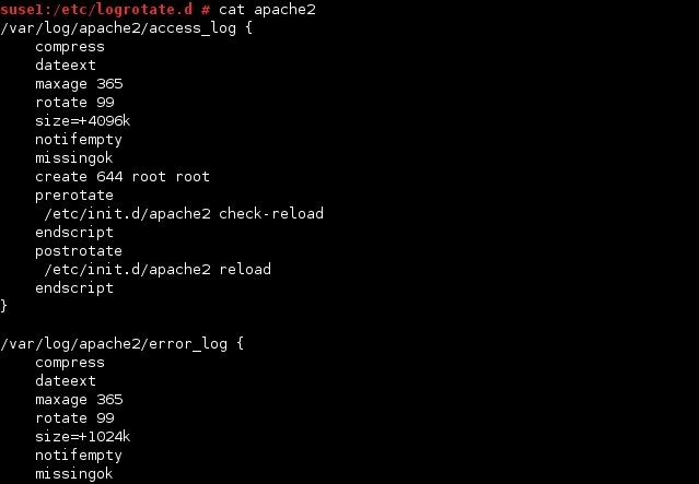 linux logrotate apache2 configuration