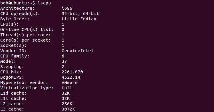 linux lscpu command