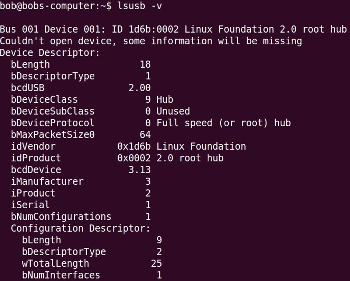 lsusb output