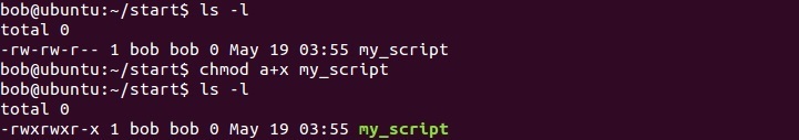 linux making script executable