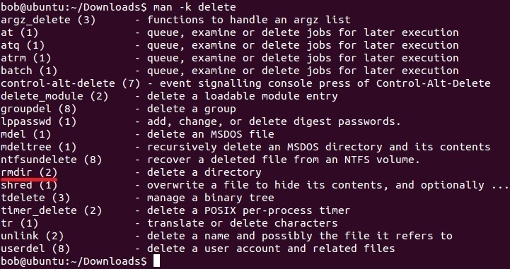 linux man command k option