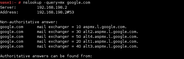 linux nslookup command mx
