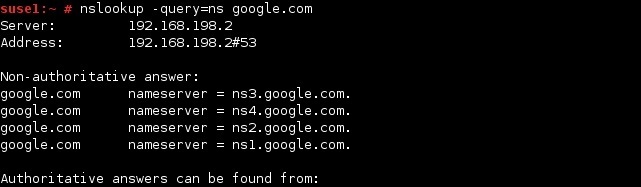 linux nslookup command ns
