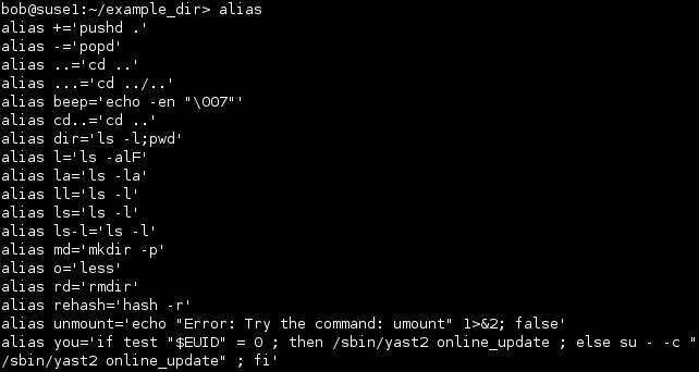 linux print aliases