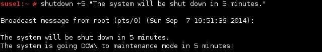 linux shutdown user message