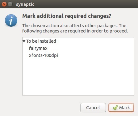 synaptic mark for installation additional packages
