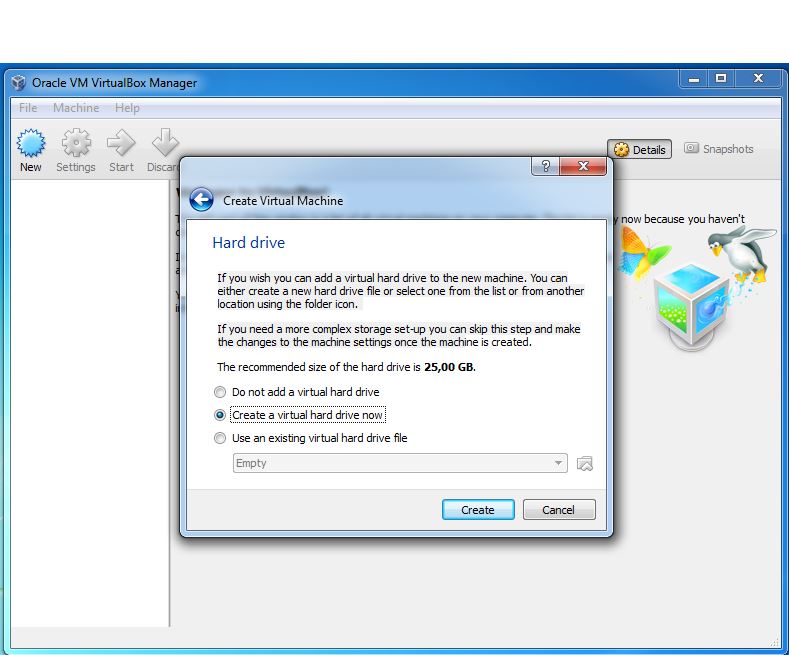 Create virtual machine Oracle VirtualBox