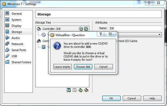 Add cd-rom in virtualbox