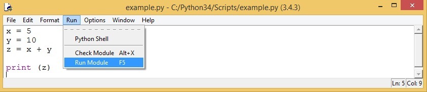 run python code idle