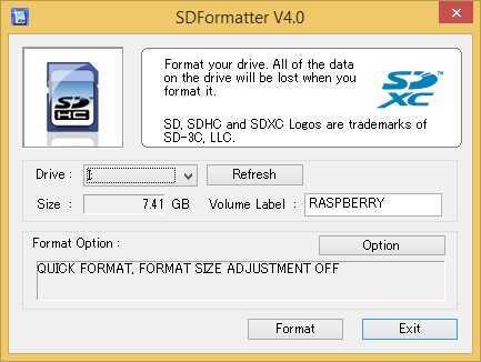 sd card formatter raspberry pi