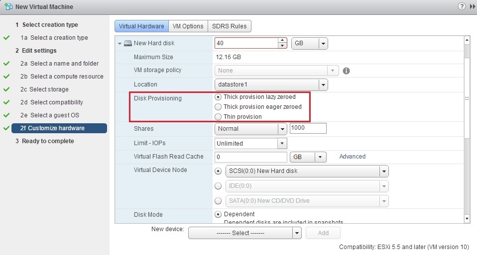 esxi virtual disk map