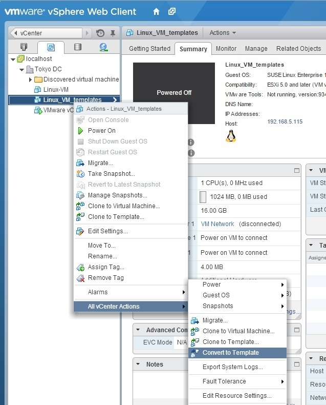 Update virtual machine template VMware ESXi#