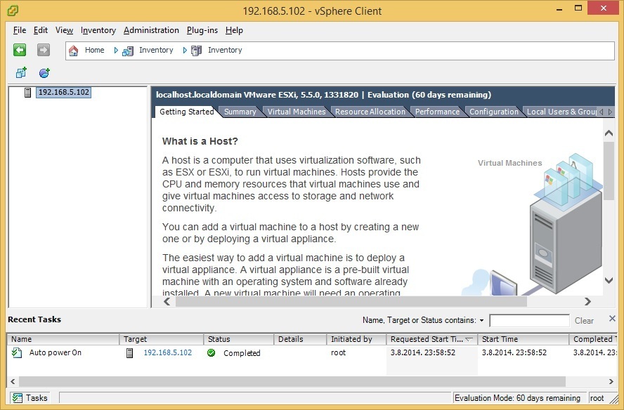 Localhost client. VMWARE Workstation ESXI. VMWARE VSPHERE client. Host to client. Deployment of Virtual Machine.