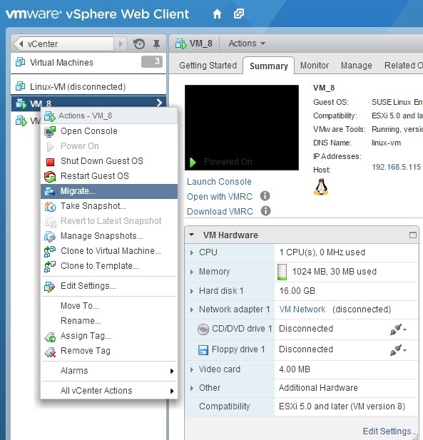 vmware esxi 6.7 turn off storage vmotion