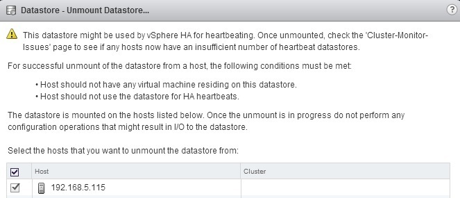 vsphere datsstore is inaccessible