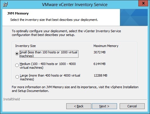vcenter inventory service installation jvm