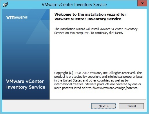 vcenter inventory service installation welcome