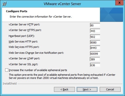 VCENTER Server configuration file. Add Heartbeat Port.