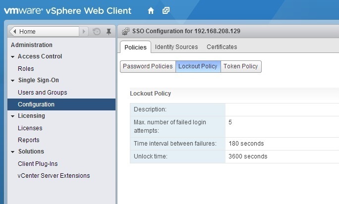 vcenter server lockout policies