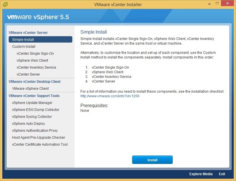 vcenter server simple install