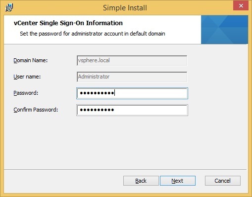 vcenter server simple install administrator password