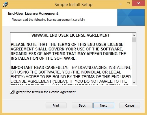 vcenter server simple install license agreement