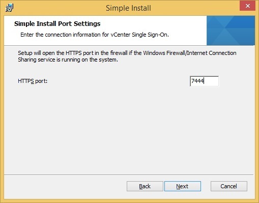 vcenter server simple install sso port