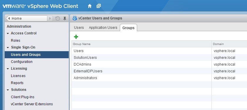 vcenter server sso active directory groups
