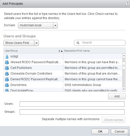 vcenter server sso active directory groups add administrator