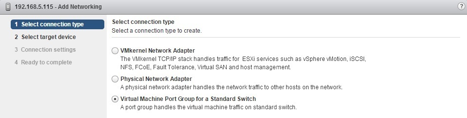 vmware 6.0 create vlan group standard switch