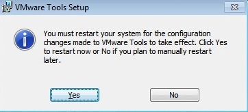 vmware tools installation restart vm