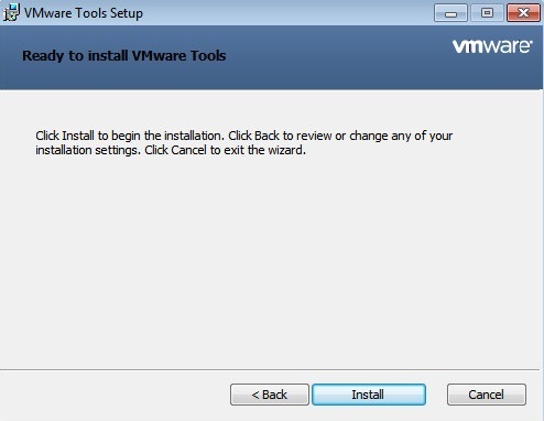 vmware tools installation start