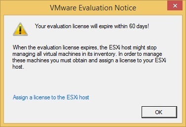 vmware vshpere client evaluation notice