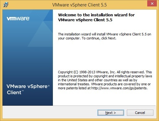 vmware vshpere client installation welcome page