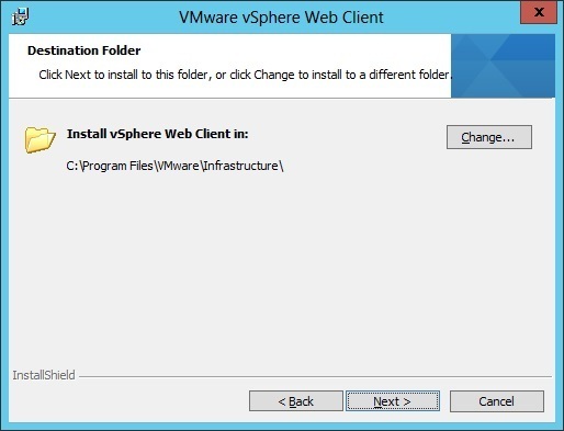 vsphere web client custom installation folder