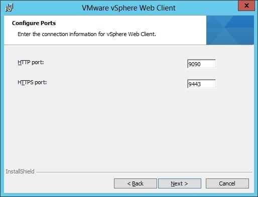 vsphere web client custom installation ports