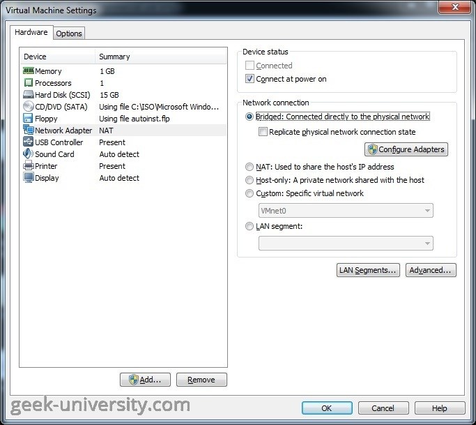 Vmware bridged. VMWARE +отдельный сетевой адаптер. Network Adapter Nat. Configure Network VM VMWARE 7. VMWARE Network Bridge.